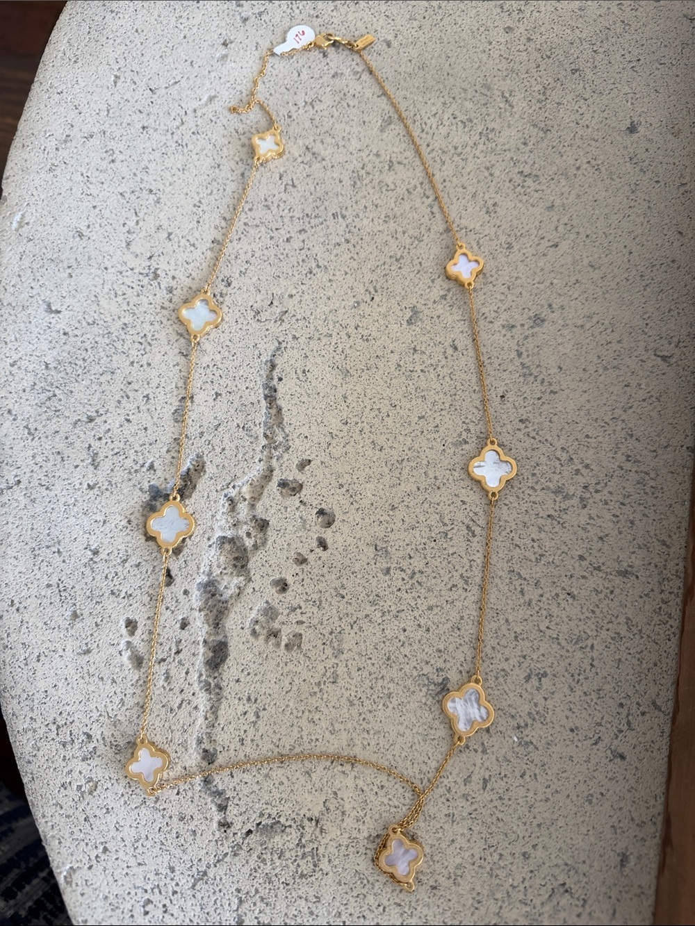 Gold-Tone White Clover Station Necklace